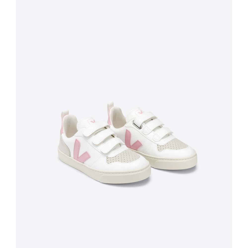 Veja V-10 STRAPS CWL Schoenen Kinderen White/Pink | BE 801KOR